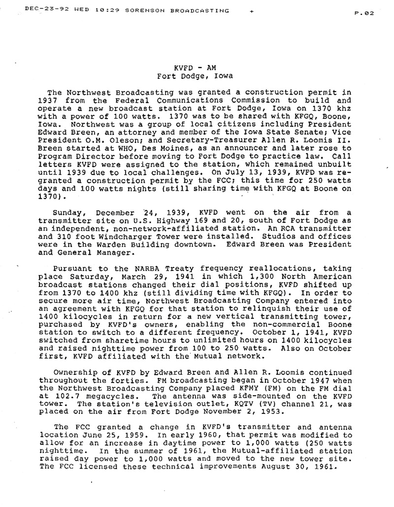 KVFD history scanned pages 1939–1992