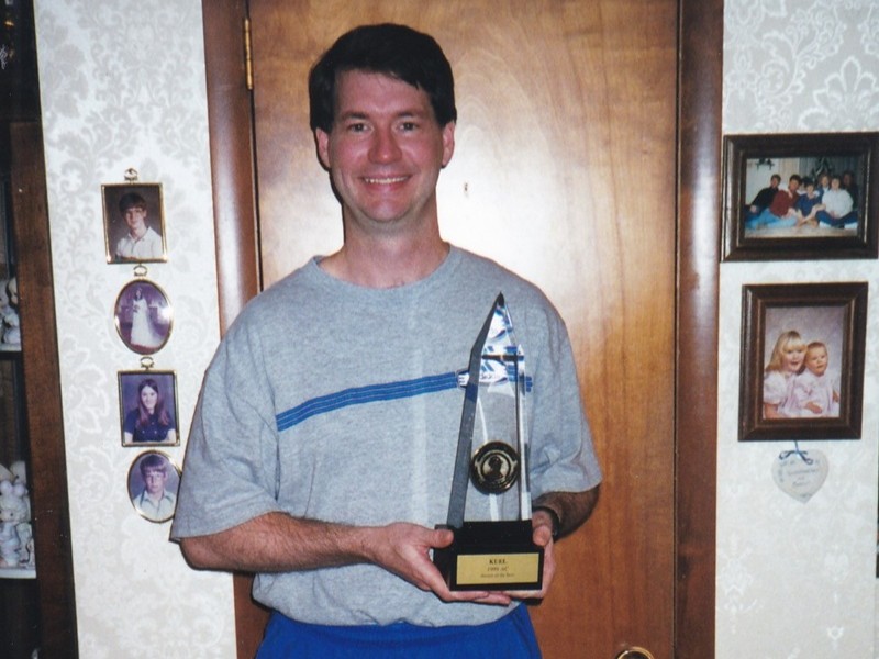 KUEL-FM 1999 AC Station of the Year name plate on Marconi trophy